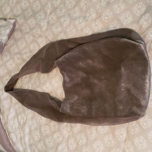 Monserat De Lucca shimmery brown suede shoulder bag